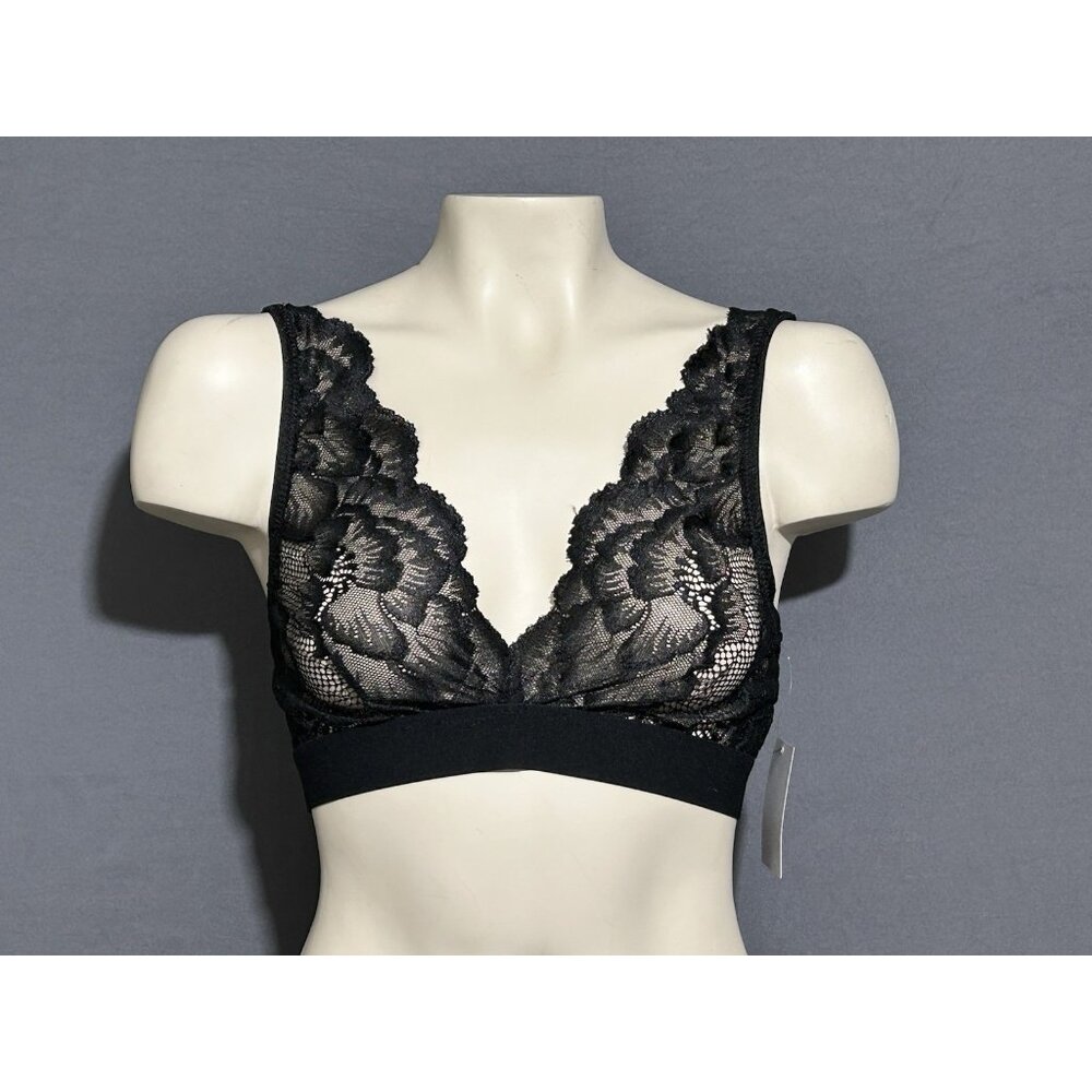 Kilo Brava/Underclub Triangle Bralette Sz Medium Black Lace Unlined Wireless